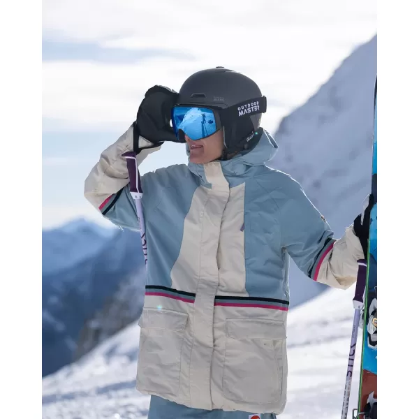 OutdoorMaster Ski Goggles Horizon  Snowboard Goggles with Ultra View Frameless Interchangeable Magnetic LensVlt 14  Blackframe Revo Light Blue Lens