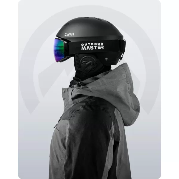OutdoorMaster Ski Goggles Horizon  Snowboard Goggles with Ultra View Frameless Interchangeable Magnetic LensVlt 15  Blackframe Revo Green Lens