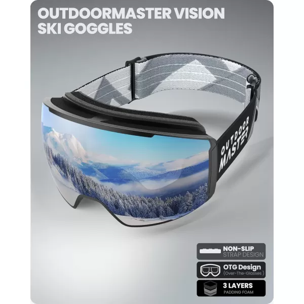 OutdoorMaster Ski Goggles Magnetic Lens  OTG Snowboard Goggles for Men Women ampYouth 100 UV Protection Snow GogglesA08vlt10