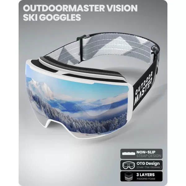 OutdoorMaster Ski Goggles Magnetic Lens  OTG Snowboard Goggles for Men Women ampYouth 100 UV Protection Snow GogglesB01vlt10