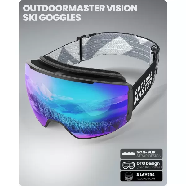 OutdoorMaster Ski Goggles Magnetic Lens  OTG Snowboard Goggles for Men Women ampYouth 100 UV Protection Snow GogglesB03vlt15