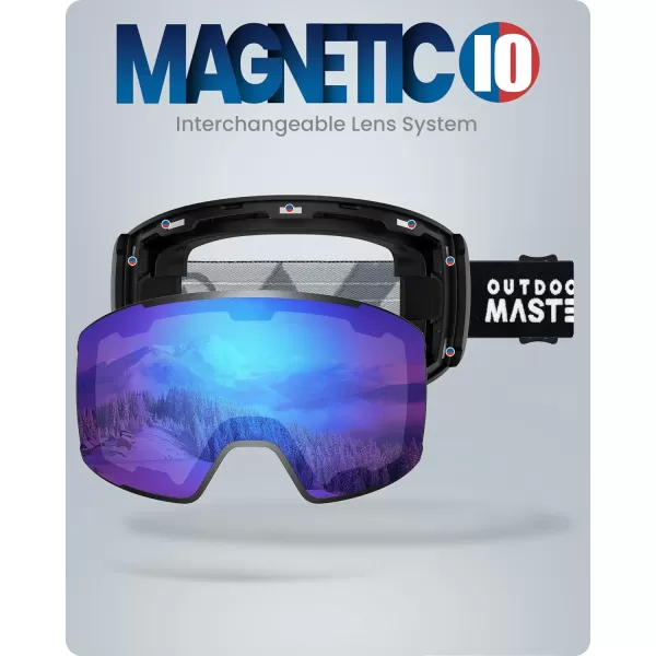 OutdoorMaster Ski Goggles Magnetic Lens  OTG Snowboard Goggles for Men Women ampYouth 100 UV Protection Snow GogglesB03vlt15