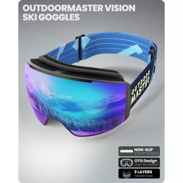 OutdoorMaster Ski Goggles Magnetic Lens  OTG Snowboard Goggles for Men Women ampYouth 100 UV Protection Snow GogglesB04vlt15