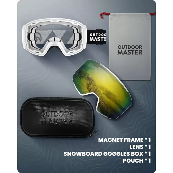 OutdoorMaster Ski Goggles Magnetic Lens  OTG Snowboard Goggles for Men Women ampYouth 100 UV Protection Snow GogglesB06vlt11