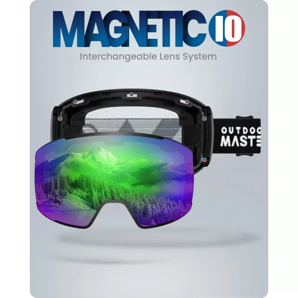 OutdoorMaster Ski Goggles Magnetic Lens  OTG Snowboard Goggles for Men Women ampYouth 100 UV Protection Snow GogglesB07vlt16