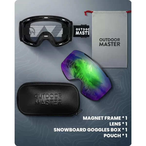 OutdoorMaster Ski Goggles Magnetic Lens  OTG Snowboard Goggles for Men Women ampYouth 100 UV Protection Snow GogglesB07vlt16