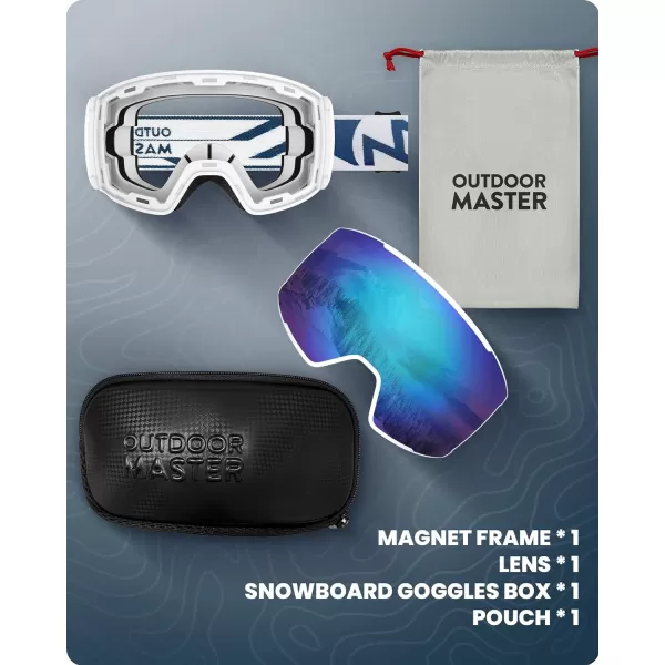 OutdoorMaster Ski Goggles Magnetic Lens  OTG Snowboard Goggles for Men Women ampYouth 100 UV Protection Snow GogglesC01vlt15