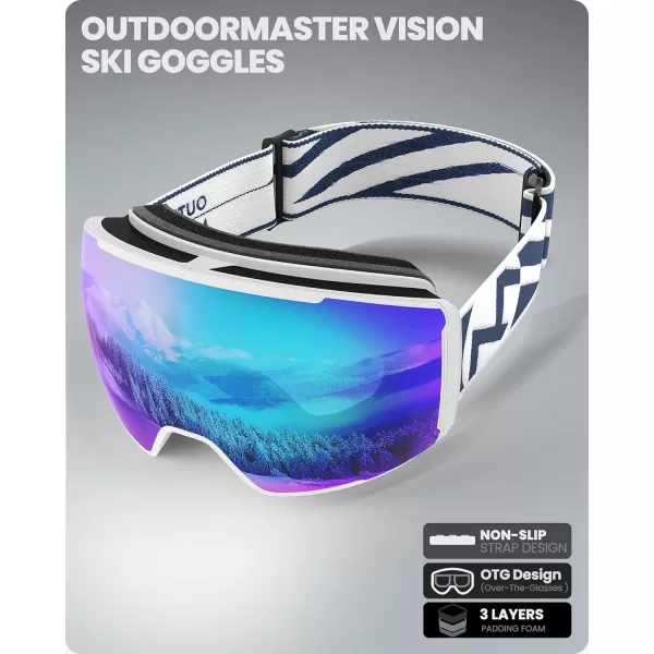 OutdoorMaster Ski Goggles Magnetic Lens  OTG Snowboard Goggles for Men Women ampYouth 100 UV Protection Snow GogglesC01vlt15