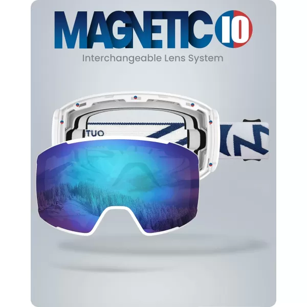 OutdoorMaster Ski Goggles Magnetic Lens  OTG Snowboard Goggles for Men Women ampYouth 100 UV Protection Snow GogglesC01vlt15