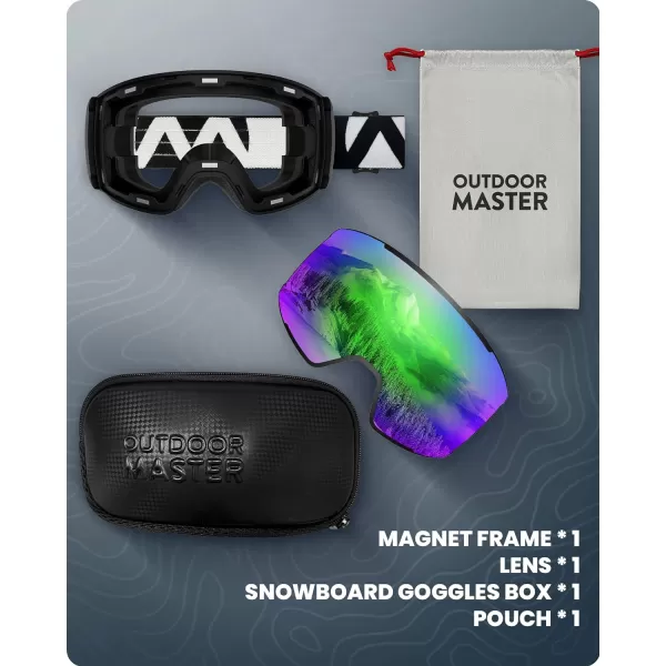 OutdoorMaster Ski Goggles Magnetic Lens  OTG Snowboard Goggles for Men Women ampYouth 100 UV Protection Snow GogglesC03vlt16