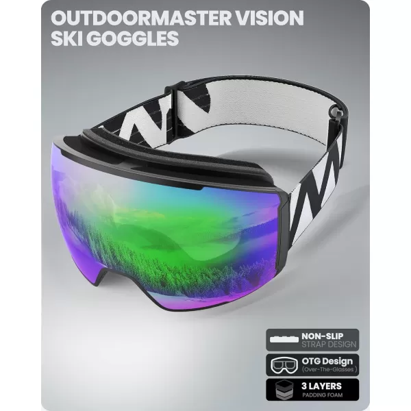 OutdoorMaster Ski Goggles Magnetic Lens  OTG Snowboard Goggles for Men Women ampYouth 100 UV Protection Snow GogglesC03vlt16