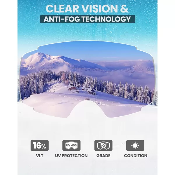 OutdoorMaster Ski Goggles Magnetic Lens  OTG Snowboard Goggles for Men Women ampYouth 100 UV Protection Snow GogglesC03vlt16