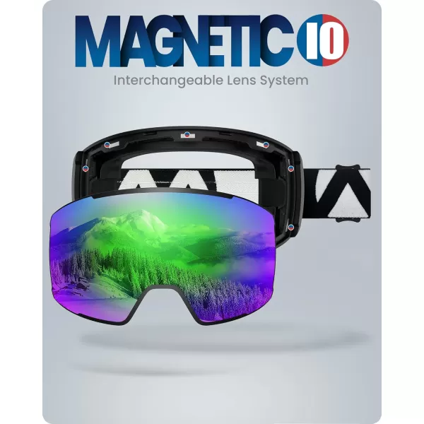 OutdoorMaster Ski Goggles Magnetic Lens  OTG Snowboard Goggles for Men Women ampYouth 100 UV Protection Snow GogglesC03vlt16