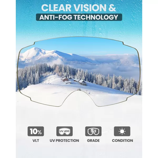 OutdoorMaster Ski Goggles Magnetic Lens  OTG Snowboard Goggles for Men Women ampYouth 100 UV Protection Snow GogglesLenswvlt 98 Clear