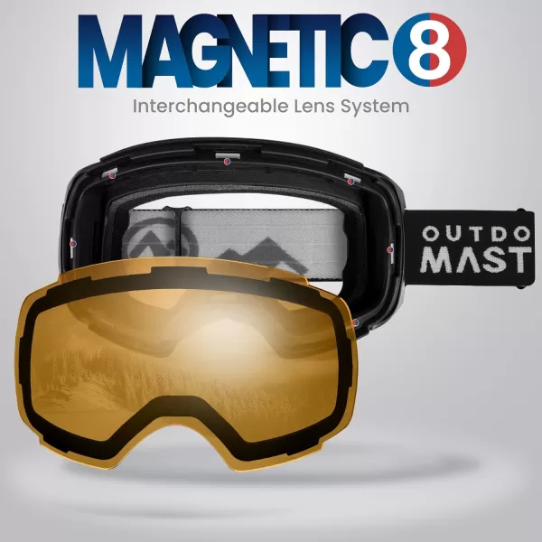 OutdoorMaster Ski Goggles PRO  Frameless Interchangeable Lens 100 UV400 Protection Snow Goggles for Men amp WomenA2blackframe Orangelens Vlt65