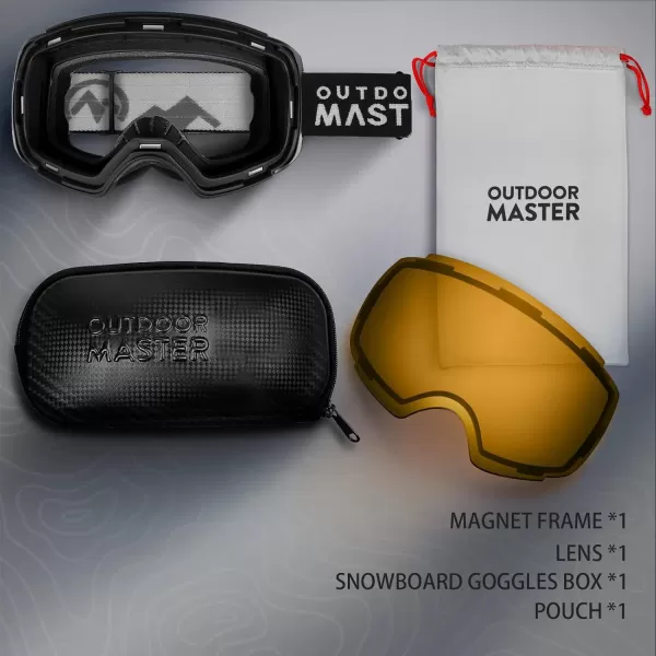 OutdoorMaster Ski Goggles PRO  Frameless Interchangeable Lens 100 UV400 Protection Snow Goggles for Men amp WomenA2blackframe Orangelens Vlt65