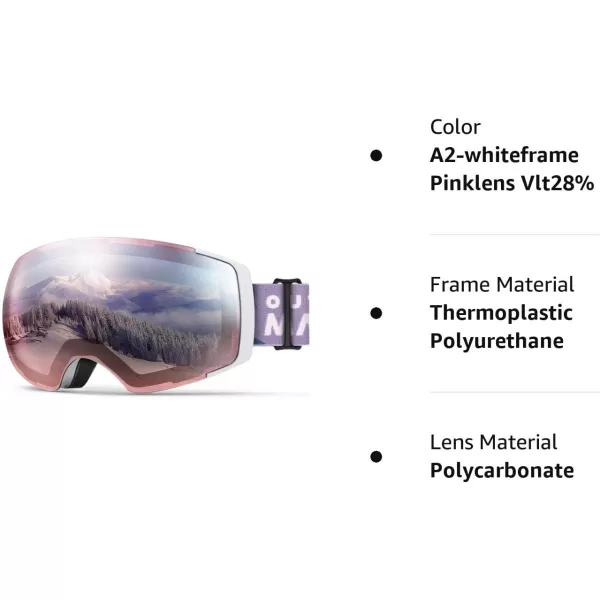 OutdoorMaster Ski Goggles PRO  Frameless Interchangeable Lens 100 UV400 Protection Snow Goggles for Men amp WomenA2whiteframe Pinklens Vlt28