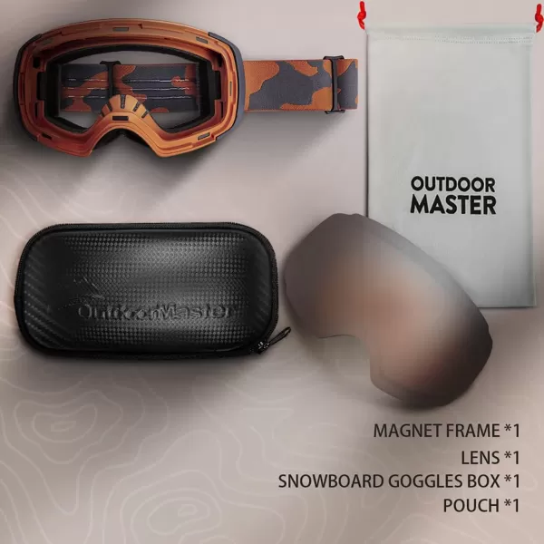 OutdoorMaster Ski Goggles PRO  Frameless Interchangeable Lens 100 UV400 Protection Snow Goggles for Men amp WomenDeepgreyframe Orangerevosilverlens Vlt24