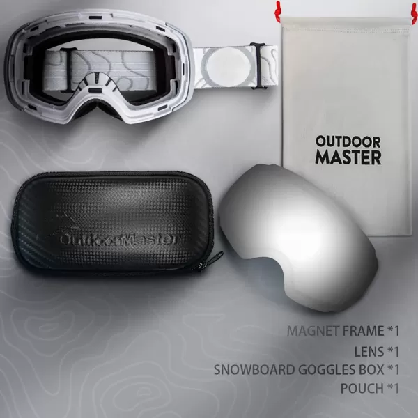 OutdoorMaster Ski Goggles PRO  Frameless Interchangeable Lens 100 UV400 Protection Snow Goggles for Men amp WomenGreyframe Revosilverlens Vlt10