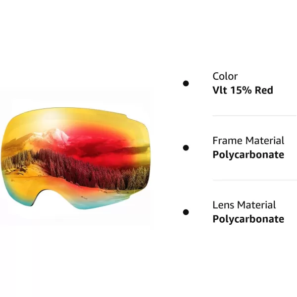 OutdoorMaster Ski Goggles PRO Replacement Lens  20 ChoicesVlt 15 Red