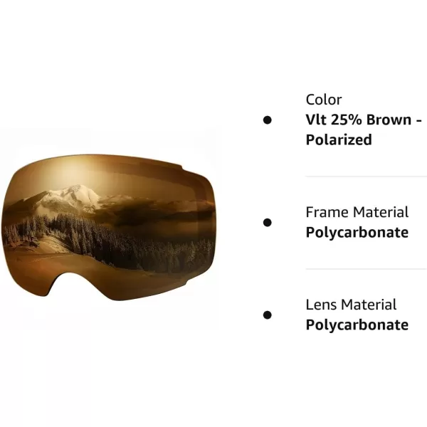 OutdoorMaster Ski Goggles PRO Replacement Lens  20 ChoicesVlt 25 Brown  Polarized