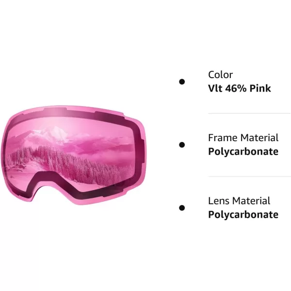 OutdoorMaster Ski Goggles PRO Replacement Lens  20 ChoicesVlt 46 Pink