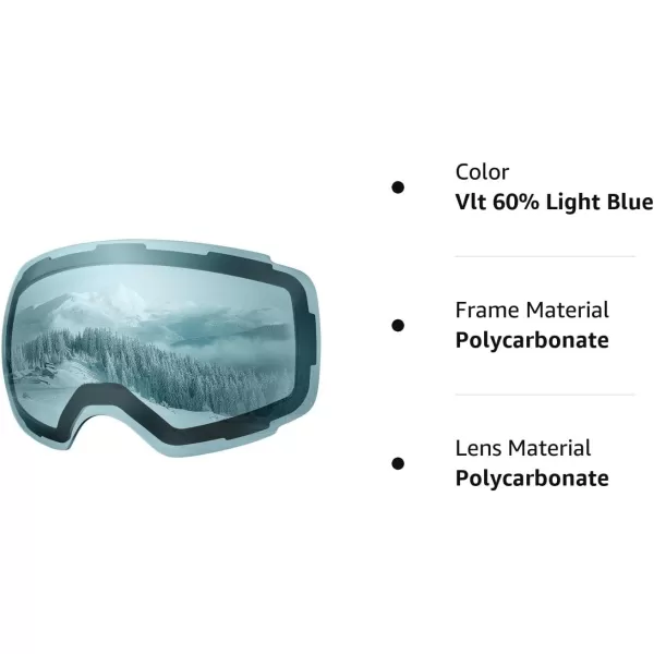 OutdoorMaster Ski Goggles PRO Replacement Lens  20 ChoicesVlt 60 Light Blue