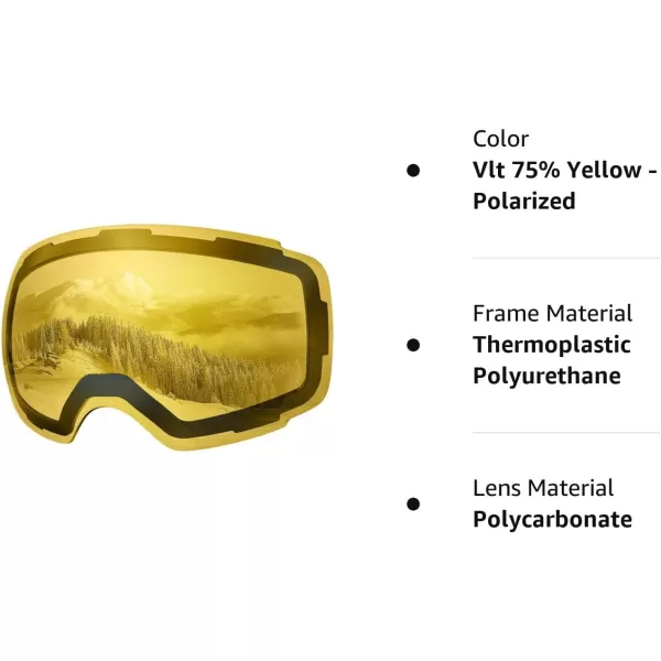 OutdoorMaster Ski Goggles PRO Replacement Lens  20 ChoicesVlt 75 Yellow  Polarized