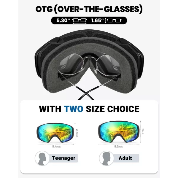 OutdoorMaster Ski Goggles with Cover Snowboard Snow Goggles OTG AntiFog for Men WomenA01 Vlt 94