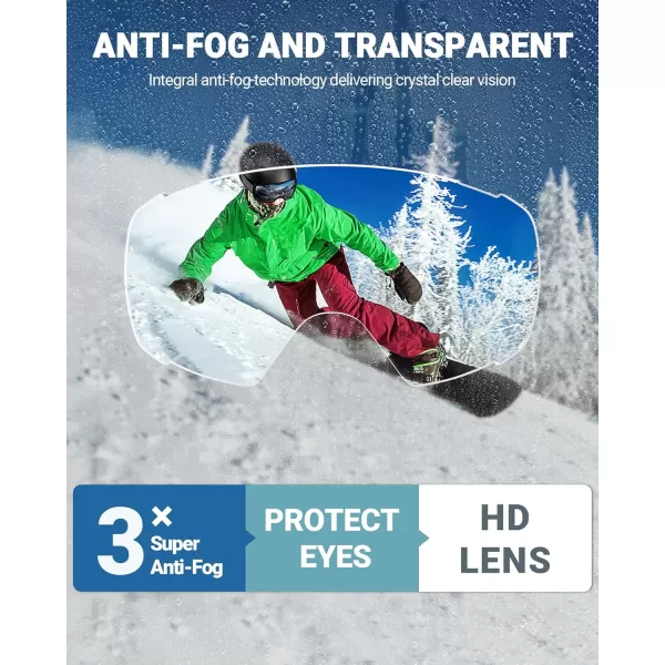 OutdoorMaster Ski Goggles with Cover Snowboard Snow Goggles OTG AntiFog for Men WomenA01 Vlt 94