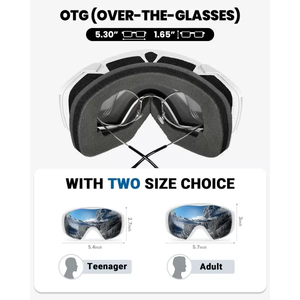 OutdoorMaster Ski Goggles with Cover Snowboard Snow Goggles OTG AntiFog for Men WomenA02 Vlt 95