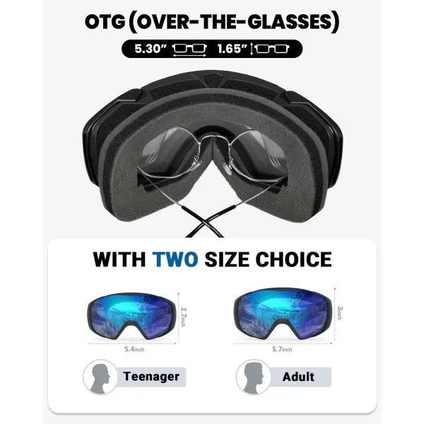 OutdoorMaster Ski Goggles with Cover Snowboard Snow Goggles OTG AntiFog for Men WomenA06 Vlt 193