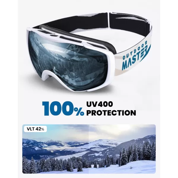 OutdoorMaster Ski Goggles with Cover Snowboard Snow Goggles OTG AntiFog for Men WomenBlue Vlt 42