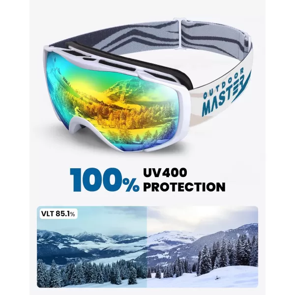 OutdoorMaster Ski Goggles with Cover Snowboard Snow Goggles OTG AntiFog for Men WomenVlt 112