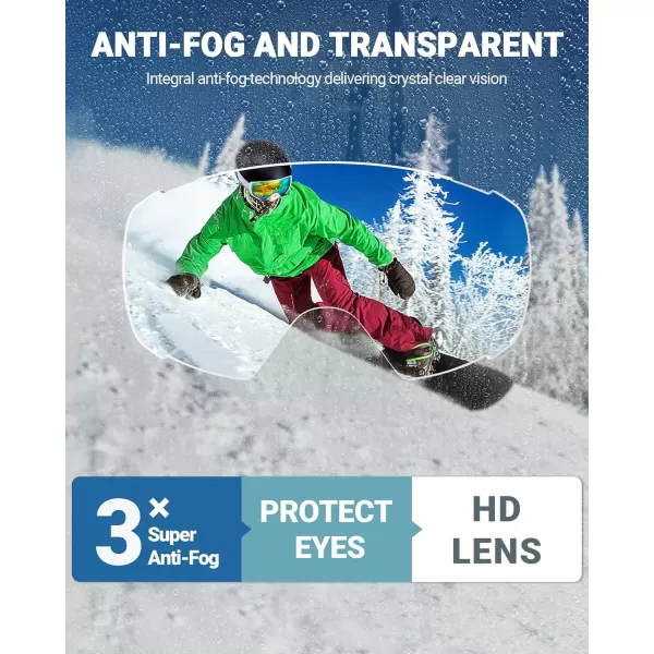 OutdoorMaster Ski Goggles with Cover Snowboard Snow Goggles OTG AntiFog for Men WomenVlt 112