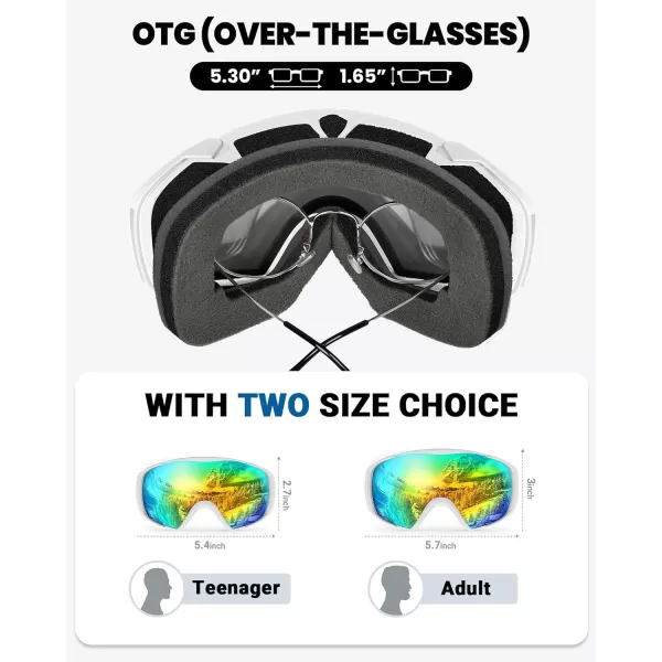 OutdoorMaster Ski Goggles with Cover Snowboard Snow Goggles OTG AntiFog for Men WomenVlt 112