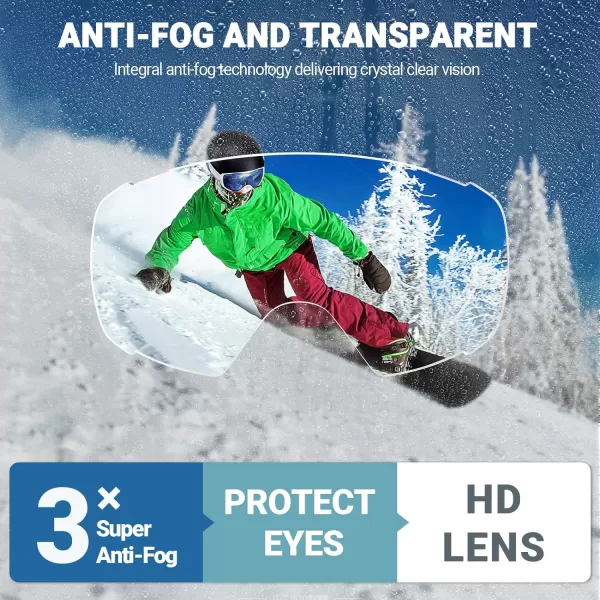 OutdoorMaster Ski Goggles with Cover Snowboard Snow Goggles OTG AntiFog for Men WomenVlt 1931