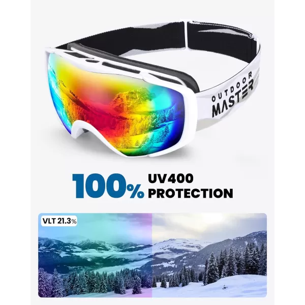 OutdoorMaster Ski Goggles with Cover Snowboard Snow Goggles OTG AntiFog for Men WomenVlt 2124