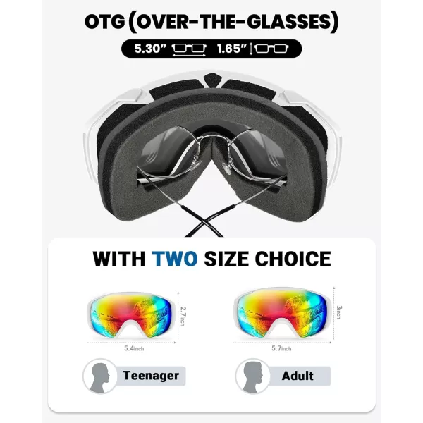 OutdoorMaster Ski Goggles with Cover Snowboard Snow Goggles OTG AntiFog for Men WomenVlt 2124