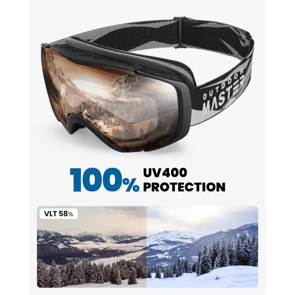 OutdoorMaster Ski Goggles with Cover Snowboard Snow Goggles OTG AntiFog for Men WomenVlt 5801