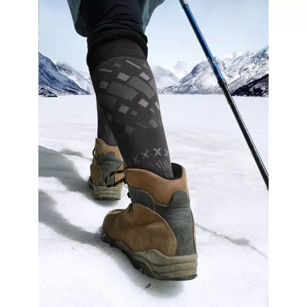 OutdoorMaster Ski Socks 2Pair Pack Skiing and Snowboarding Socks for Men amp Women with Over the Calf Design wNonSlip CuffGrey