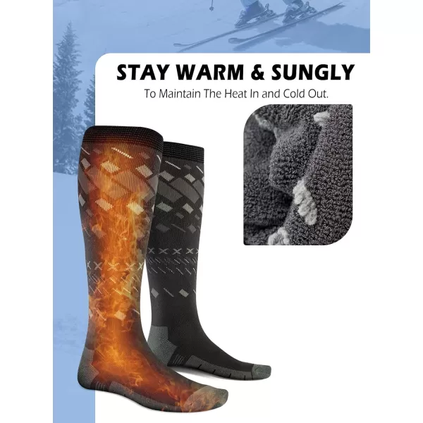 OutdoorMaster Ski Socks 2Pair Pack Skiing and Snowboarding Socks for Men amp Women with Over the Calf Design wNonSlip CuffGrey