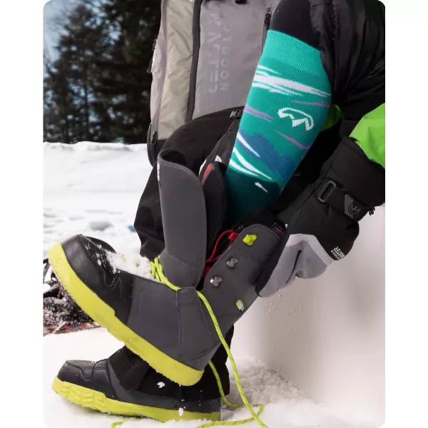 OutdoorMaster Ski Socks 2Pair Pack Skiing and Snowboarding Thermal Socks for Women Over The Calf NonSlip CuffForest Green