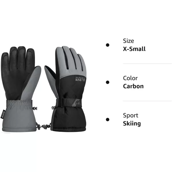 OutdoorMaster Ski amp Snow Gloves Winter Waterproof Thermal Gloves for Women Touchscreen Winter Outdoor Sports Skiing SnowboardingCarbon