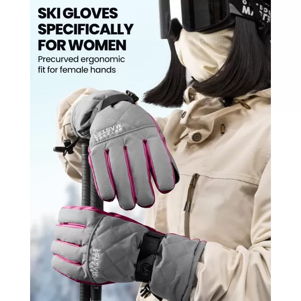 OutdoorMaster Ski amp Snow Gloves Winter Waterproof Thermal Gloves for Women Touchscreen Winter Outdoor Sports Skiing SnowboardingRose