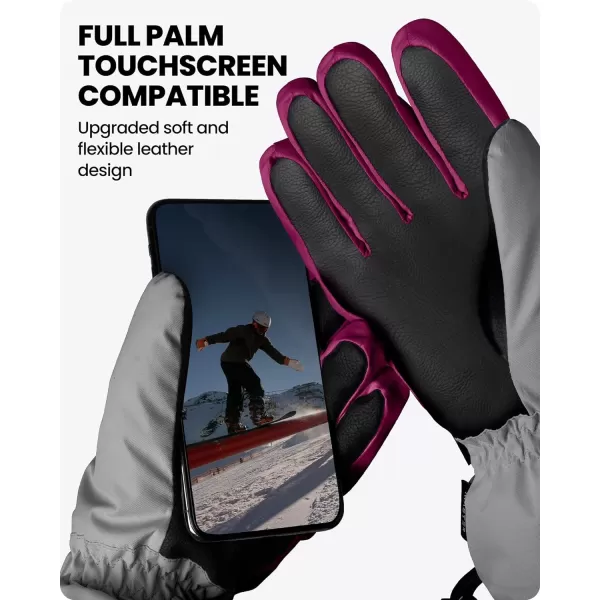 OutdoorMaster Ski amp Snow Gloves Winter Waterproof Thermal Gloves for Women Touchscreen Winter Outdoor Sports Skiing SnowboardingRose