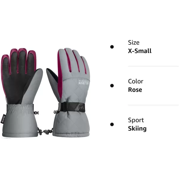 OutdoorMaster Ski amp Snow Gloves Winter Waterproof Thermal Gloves for Women Touchscreen Winter Outdoor Sports Skiing SnowboardingRose