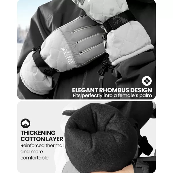 OutdoorMaster Ski amp Snow Gloves Winter Waterproof Thermal Gloves for Women Touchscreen Winter Outdoor Sports Skiing SnowboardingSilver