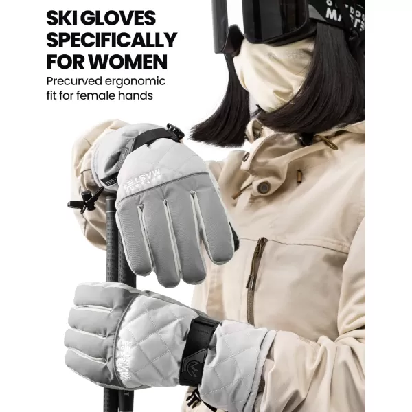 OutdoorMaster Ski amp Snow Gloves Winter Waterproof Thermal Gloves for Women Touchscreen Winter Outdoor Sports Skiing SnowboardingSilver