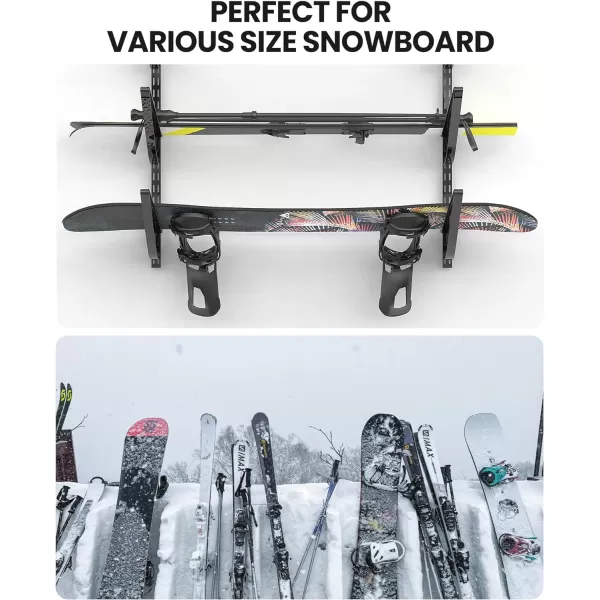 OutdoorMaster Snowboard  Ski Wall Storage Rack 4 Pairs SnowboardsSki Display Rack Wall Mount Storage for Home Room GarageOutdoorMaster Snowboard  Ski Wall Storage Rack 4 Pairs SnowboardsSki Display Rack Wall Mount Storage for Home Room Garage